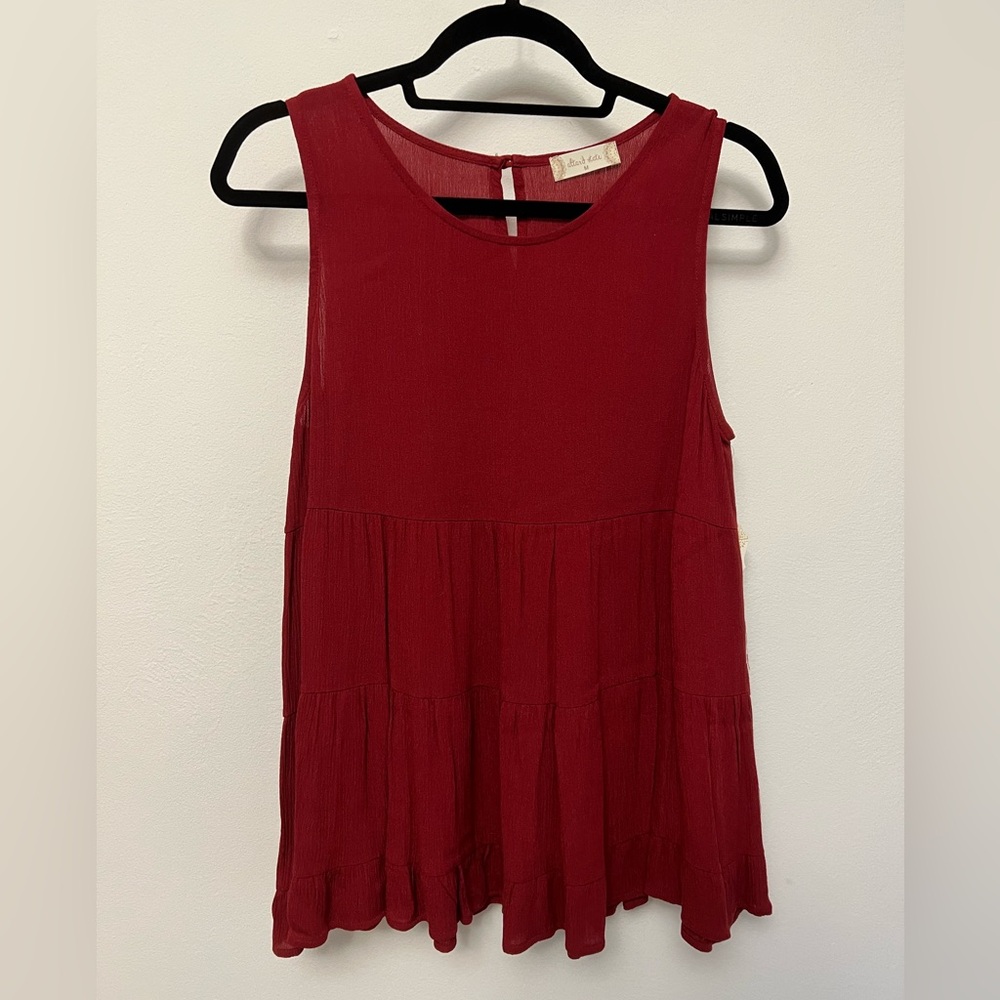 🆕 Altar’d State Burgundy Flowy Tiered Tank